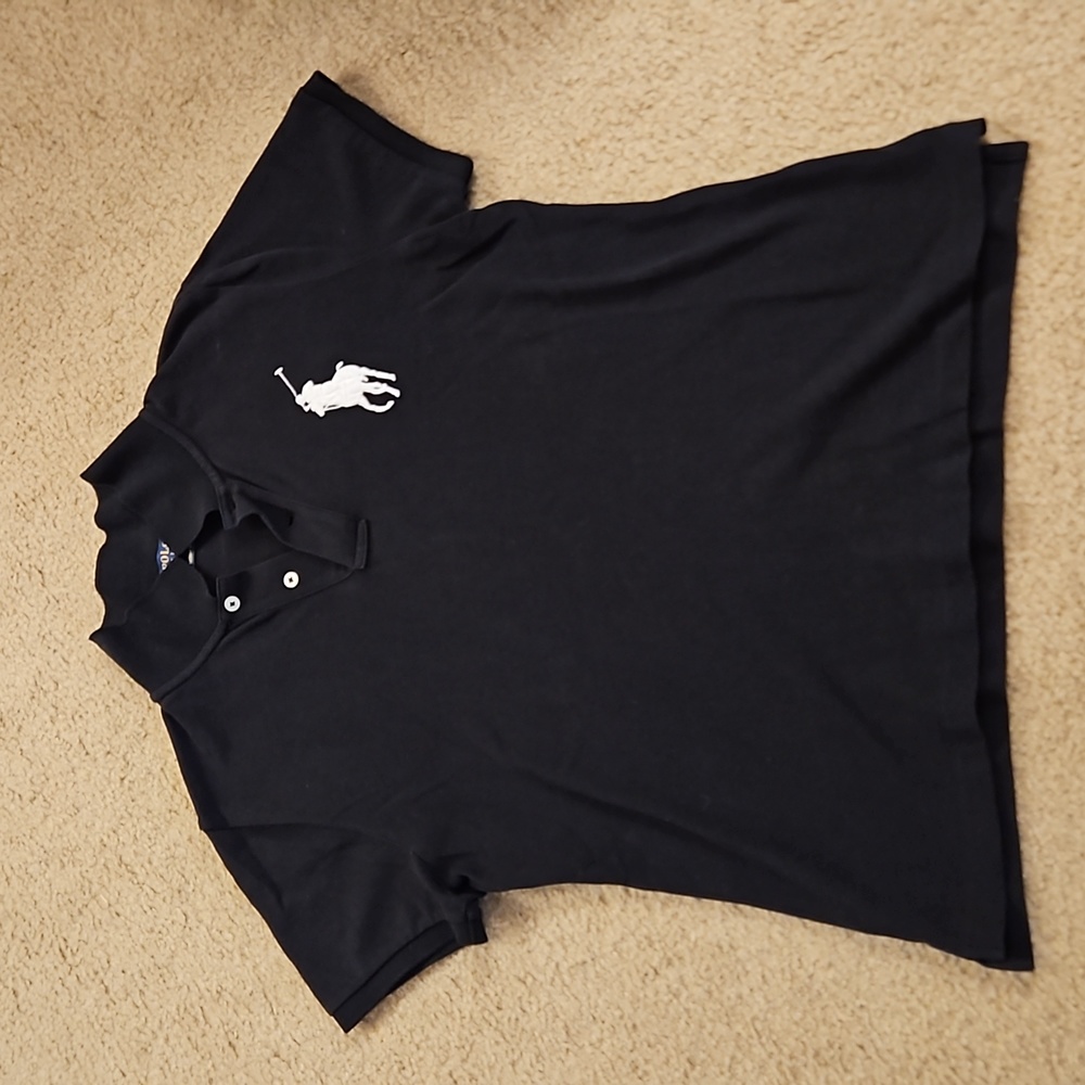 EUC Woman's skinny fit black polo